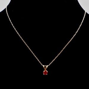 SOLID 14K YELLOW GOLD~RUBY PENDANT NECKLACE
